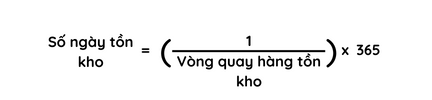 Số ngày tồn kho bằng 1 chia cho Vòng quay hàng tồn kho, sau đó nhân với 365 ngày.